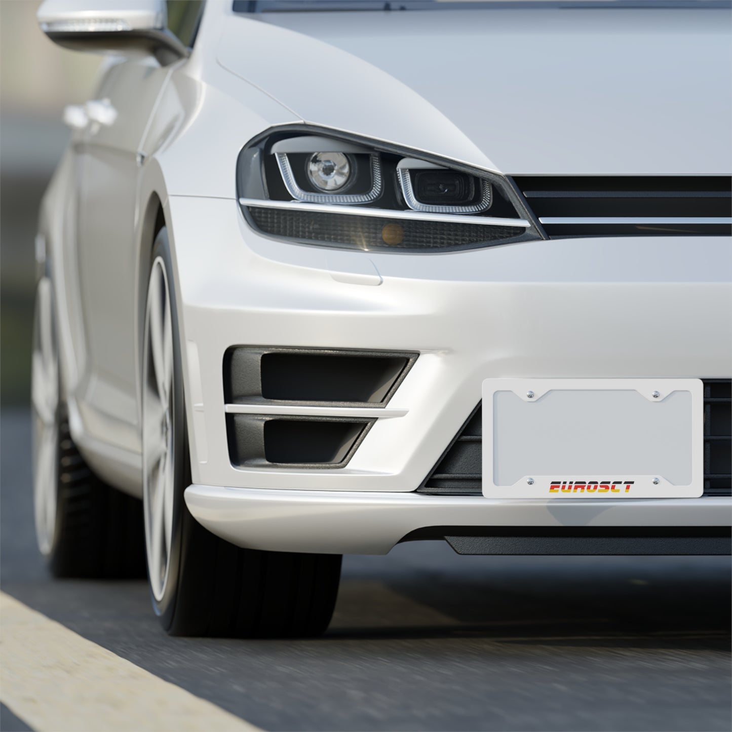 White/German Metal EurosCT License Plate Frame