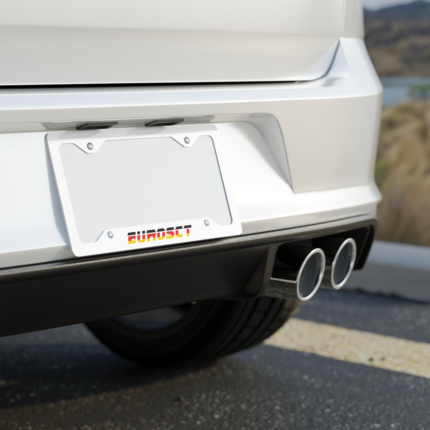 White/German Metal EurosCT License Plate Frame