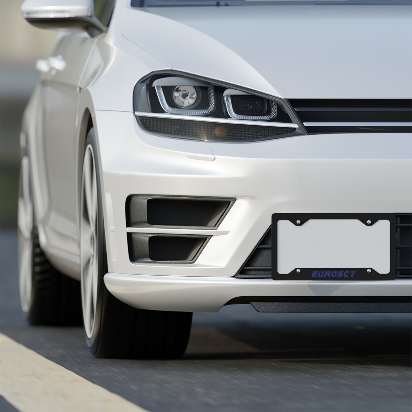 VW Lapiz Blue On Black EurosCT License Plate Frame