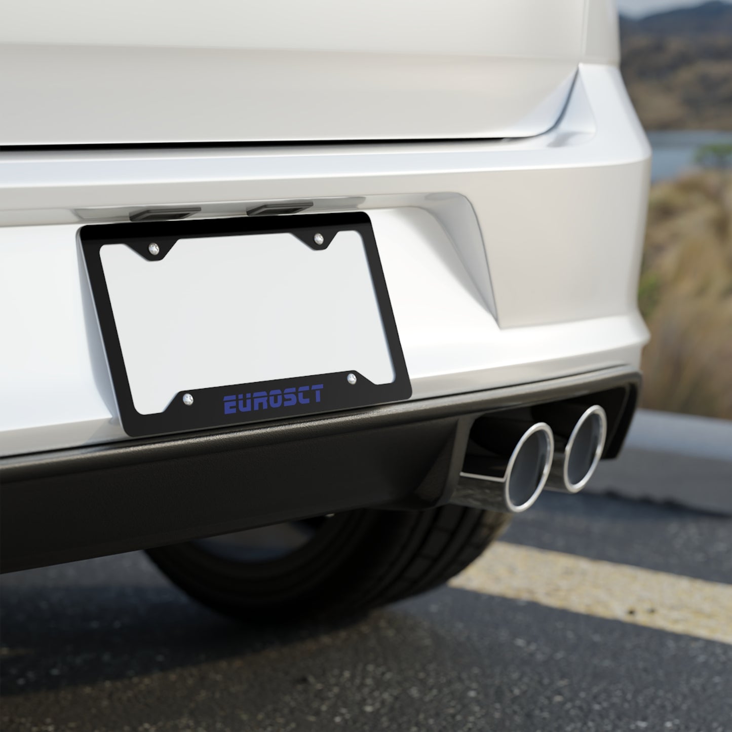 VW Lapiz Blue On Black EurosCT License Plate Frame